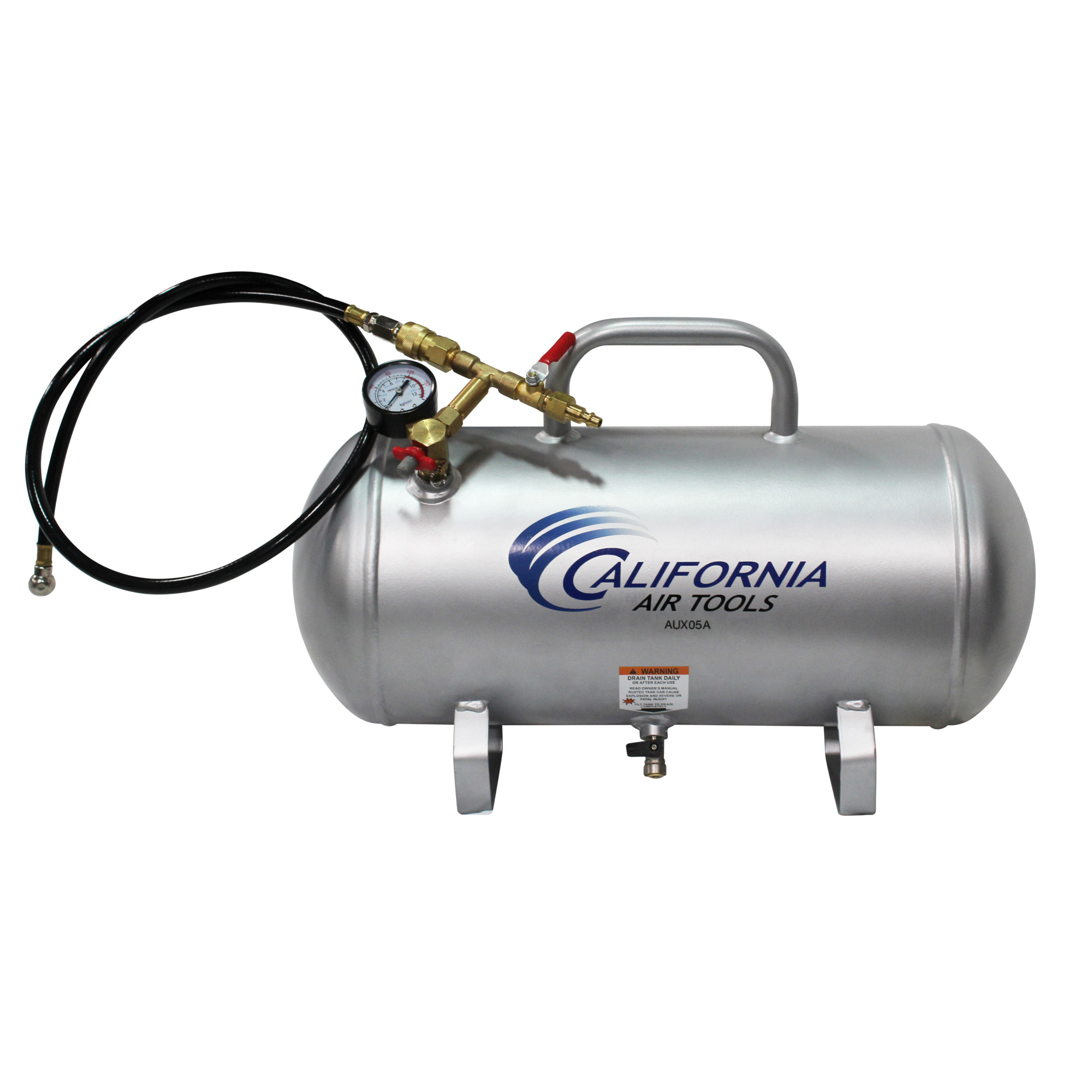 California Air Tools Portable Aluminum Air Tank, 5 Gallons, Horizontal, 125 PSI, Model# AUX05A: